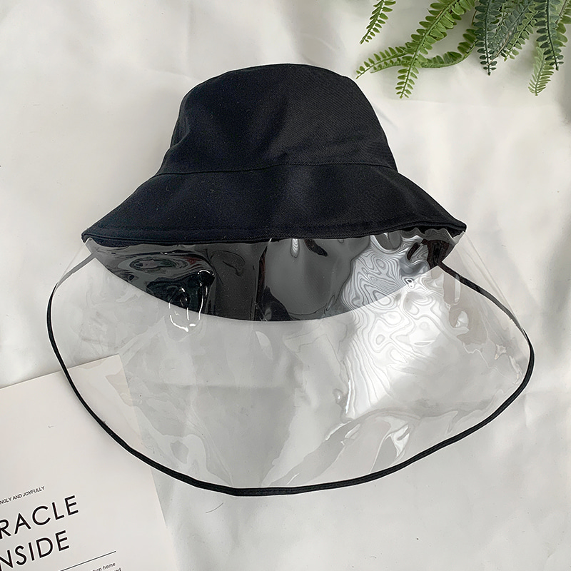 [당일발송] 무료배송♥ 코로나ver.1 바이러스 차단 방역 투명 벙거지 모자 버킷햇 (black)위키드클로젯